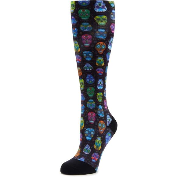 Alegria Womens Graduated Compression 15-20 MMHG - Sugar Skulls, Medium NEW - Picture 1 of 4